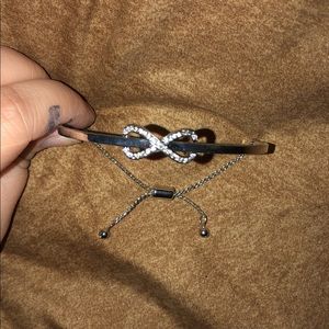 silver infinity adjustable bangle bracelet